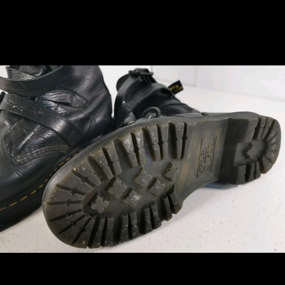 Dr. Martens Black Leather Strapped Combat Boots - Picture 7 of 7